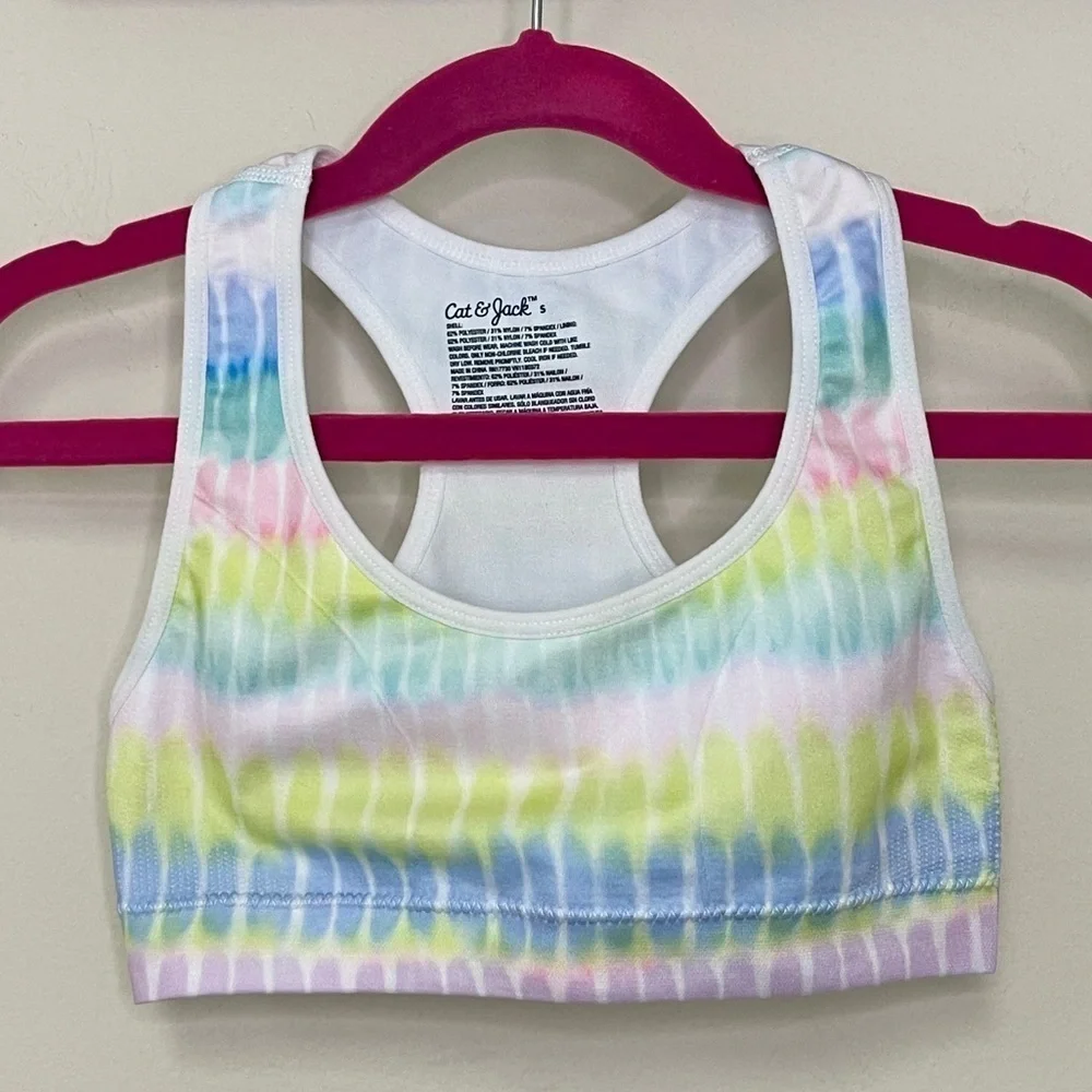 Cat & Jack: (2) Girls Sports Bras - Tie Dye and Camo, Size S